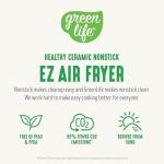 GreenLife 4.5QT Mechanical Air Fryer, PFAS-Free Ceramic Nonstick Crisper Drawer, Adjustable Temperature Timer Dial, LED Indicator, Holiday Gifting, Dishwasher Safe, Kitchen Essential, Blue Haze