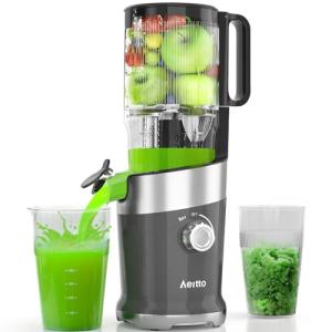 Aeitto Cold Press Juicer, Juicer Machines, with Large Feed Chute, Easy to Clean, High Juice Yield, For Whole Vegetables and Fruits,Slow Masticating Juicers, Easy to Assemble
