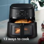 Philips Air Fryer 2000 Series 13-in-1 functions, 6.6 Quarts, Compact Design with Cooking Window, Black, (NA230/00)