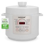 NutriChef 6 Quart Electric Pressure Cooker | 12 Function Digital Countertop Pressure Cooker | Adjustable Time & Temperature | Re-heat and Keep Warm Function | 13.1 x 11.4 IN | White
