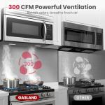 GASLAND 30 Inch Over-the-Range Microwave Oven, 1.7 Cu.Ft Over Stove Microwave, 1000W with 10 Power Levels, Sensor & One-Touch Cooking, 300 CFM Venting, LED Cooktop Light, Black Kitchen Microwave