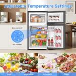 Frostorm 3.2 Cu Ft Mini Fridge with Freezer - Energy Efficient, Double Door Upright Freezer for Bedroom, Office & Dorm,restaurants | Small Fridge, Glass Shelves,Interior Light,ETL Certified,etc