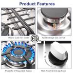 Weceleh 24 inch Gas Cooktop Stove Top 4 Burners Bulit-in Gas Stove 27400BTU with Thermocouple Protection,Easy Knob Control,NG/LPG Convertible Stainless Steel Easy Clean for Kitchen