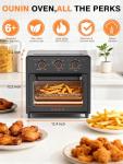 OUNIN Air Fryer & Toaster Oven with Steam Infusion, 12.6QT Compact, Countertop Friendly, Fast Preheat with Bake, Convection Bake, Grill, Broil and Warm Options, 60-Minute Timer, Stainless Steel