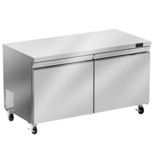 Rockitch 60" W Commercial Undercounter Freezer, 14.1 Cu.ft 2 Door Worktop Under Counter Freezer, Stainless Steel Commercial Kitchen Freezing Equipment for Restaurant, Bar, Shop, etc.