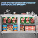 Rockitch 60" W Commercial Undercounter Freezer, 14.1 Cu.ft 2 Door Worktop Under Counter Freezer, Stainless Steel Commercial Kitchen Freezing Equipment for Restaurant, Bar, Shop, etc.