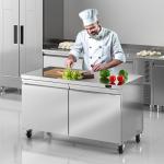 Rockitch 60" W Commercial Undercounter Freezer, 14.1 Cu.ft 2 Door Worktop Under Counter Freezer, Stainless Steel Commercial Kitchen Freezing Equipment for Restaurant, Bar, Shop, etc.