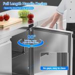 Rockitch 60" W Commercial Undercounter Freezer, 14.1 Cu.ft 2 Door Worktop Under Counter Freezer, Stainless Steel Commercial Kitchen Freezing Equipment for Restaurant, Bar, Shop, etc.