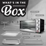 Gourmia GTF7350 6-in-1 Multi-function, Stainless Steel Air Fryer Oven - 6 Cooking Functions - Fry Basket, Oven Rack, Baking Pan & Crumb Tray, Included + Recipe Book