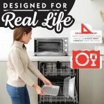 Gourmia GTF7350 6-in-1 Multi-function, Stainless Steel Air Fryer Oven - 6 Cooking Functions - Fry Basket, Oven Rack, Baking Pan & Crumb Tray, Included + Recipe Book