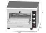 COUNTERTOP PIZZA COMMERCIAL CONVEYOR OVEN WITH 15″ BELT OMCAN 48387. RECOMMENDED COOKING TIMES: 12-14” Blanched Pizza, Meat & Cheese Sandwich,Meatball, Garlic Bread, Fish (sizzle platter)