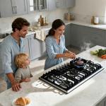 TOPWISH 36 Inch Gas Cooktop, 5 Burners Gas Stove Top, NG/LPG Convertible 304 Stainless Steel Built-in Propane Stovetop, Natural Hob with Thermocouple Flame Out Protection for Rvs Kitchen Apartments