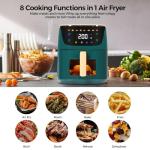 Panana 8QT Large Air Fryer Compact, 8 Preset Menus Airfryer, One-Touch Digital Control Presets, Touchscreen Display, Dishwasher Safe, Nonstick, Fit for Family (Green)