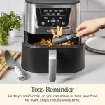 Cuisinart Air Fryer, Large 6-Quart Basket with 4 Cooking Functions to Air Fry, Bake, Roast, and Keep Warm, 3 Presets, PFAS-Free, Dishwasher-Safe Parts, AIR-180, Black & Stainless Steel