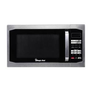 Magic Chef Compact Countertop Microwave Oven, 1,100 Watts, Stainless Steel, 1.6 Cu. Ft. - Digital Kitchen Appliance with One-Touch Cooking, Child Lock, Timer, Reheat, Defrost, and 10 Power Levels