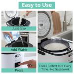 Rice Robot Personal Rice Cooker, PFAS-free, Nonstick. 1 Quart Capacity, with Stainless Steel Steamer Tray, Measuring Cups, Recipe Book with 60 Recipes, and Serving Spoon, As Seen On TV