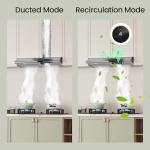 FIREGAS Under Cabinet Range Hood 30 inch, Ducted/Ductless Convertible Kitchen Hood Over Stove Vent, LED Light, 3 Speed Exhaust Fan, Reusable Aluminum Filters, Push Button, with Charcoal Filter