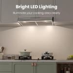 FIREGAS Under Cabinet Range Hood 30 inch, Ducted/Ductless Convertible Kitchen Hood Over Stove Vent, LED Light, 3 Speed Exhaust Fan, Reusable Aluminum Filters, Push Button, with Charcoal Filter