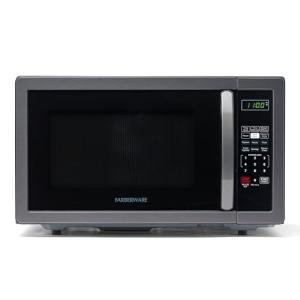 Farberware 1.1 Cu. Ft. Countertop Microwave Oven – 1000 Watts Power, Auto Cook Settings, Defrost, Easy Clean and Child Safety Lock - Stainless and Black