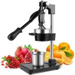 CVGVJY Cast Iron Manual Juicer Hand Press, Lemon Squeezer, Commercial-Grade Citrus Press Suitable for Oranges, Lemons, Limes, and Pomegranates Easy to Clean Includes Stainless Steel Cup, Black