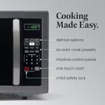 Farberware 1.1 Cu. Ft. Countertop Microwave Oven – 1000 Watts Power, Auto Cook Settings, Defrost, Easy Clean and Child Safety Lock - Stainless and Black