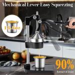 CVGVJY Cast Iron Manual Juicer Hand Press, Lemon Squeezer, Commercial-Grade Citrus Press Suitable for Oranges, Lemons, Limes, and Pomegranates Easy to Clean Includes Stainless Steel Cup, Black
