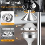 CVGVJY Cast Iron Manual Juicer Hand Press, Lemon Squeezer, Commercial-Grade Citrus Press Suitable for Oranges, Lemons, Limes, and Pomegranates Easy to Clean Includes Stainless Steel Cup, Black