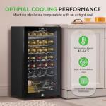 NutriChef PKCWC340 Wine Fridge, 34 Bottle Single Zone Beverage Chiller, 93.5L Capacity, 33x19x17 IN, Black