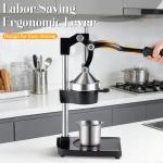 CVGVJY Cast Iron Manual Juicer Hand Press, Lemon Squeezer, Commercial-Grade Citrus Press Suitable for Oranges, Lemons, Limes, and Pomegranates Easy to Clean Includes Stainless Steel Cup, Black