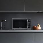 Farberware 1.1 Cu. Ft. Countertop Microwave Oven – 1000 Watts Power, Auto Cook Settings, Defrost, Easy Clean and Child Safety Lock - Stainless and Black