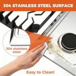 TOPWISH 36 Inch Built-in Gas Cooktop, LPG/NG Convertible Gas Stove Top 5 Burners, 304 Stainless Steel Propane Stove, Natural Hob Stovetop with Thermocouple Protection for Rvs Kitchen Apartments