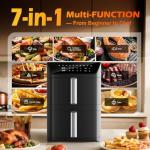 Dual Basket Air Fryer, 12.6QT Family-Size for 10–12 People, XL Basket for 6LB Whole Chicken, DoubleStack Compact Design, 10-in-1 Functions with Reheat, Dehydrate & SyncFinish, Dishwasher-Safe, Black