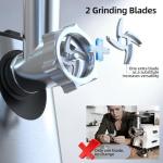 FIMEI Meat Grinder, Stainless Steel Food Processor & Sausage Stuffer, 4-in-1 Heavy Duty Meat Mincer with 2 Blades, 3 Plates, Kibbe Kit And Cookie Maker, for Home Kitchen & Ground Beef