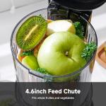 AMZCHEF Cold Press Juicer, Juicers Machines - Wide Mouth & Large Feed Chute for Whole Fruits & Vegetables, Stainless Steel Slow Masticating Juice Easy to Clean, Large Auger, Double Strainers