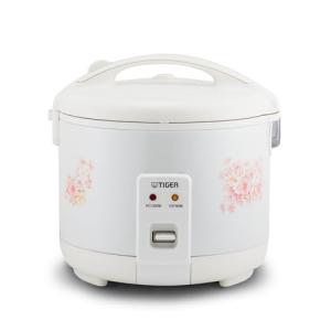 Tiger JNP-1000-LF 5.5 Cup Capacity White Rice Cooker with Non-Stick Inner Pot, Retractable Power Cord, and Keep Warm up to 12 hours (Flower)