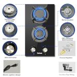 Karinear Gas Cooktop 2 Burner Propane Cooktop, 12 Inch LPG/NG Dual Fuel Gas Stove Top, Built-in Tempered Glass Gas Cooktop for Apartment, Indoor, RV