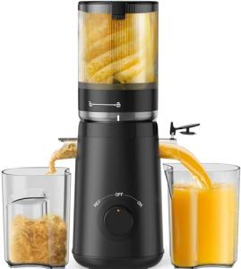 Juicer Machines, TUUMIIST Cold Press Juicer with 5.3" Extra Large Feed Chute Fit Whole Fruits & Vegetables Easy to Clean, High Juice Yield, BPA Free (Black)