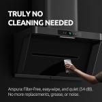 Arspura P1 36'' IQV Range Hood| PM2.5 Real-time Monitoring| Stainless Steel Under Cabinet/Wall Portable Stove Vent with Touchscreen |13m/s High Speed | Quiet Kitchen Black Wall Mount Range Hood