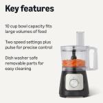 Amazon Basics Food Processor and Vegetable Chopper, 10 Cup Bowl, 2-Speed, 500 Watt Motor, Black