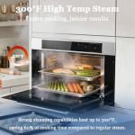 ROBAM 30-Inch Built-In Combi Steam Oven with 13 Cooking Functions, Touch Control, 50 Pre-Programmed Recipes, High-Temp Steam, Convection Bake, 3000W, Stainless Steel 1.7 Cu. Ft. (Silver)