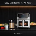 Emerson SmartVoice 5.3QT 6-in-1 Air Fryer, 1000+ Voice Control Commands, 100+ Recognized Food, No APP, No WIFI, No Setup, Nonstick Basket, Air Fry, Bake, Reheat, Dehydrate, 1500W