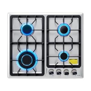 VEVOR 24 inch Gas Cooktop 4 Burners Gas Stove Top, Max 27000BTU Built-in Stainless Steel Stove Top LPG/NG Convertible Dual Fuel Cooktop Stoves with Thermocouple Protection for Kitchen Apartment Rvs