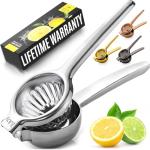 Zulay Kitchen Lemon Squeezer Stainless Steel with Premium Quality Heavy Duty Solid Metal Squeezer Bowl - Large Manual Citrus Press Juicer and Lime Squeezer Stainless Steel - Silver