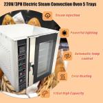 WYDDDARY Electric Steam Convection Oven with 5 Trays, 20℃~300℃(68~572°F) Stainless Steel Convection Oven for Restaurants, Food Production Factories AC220V, 3 Phase