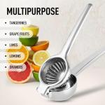 Zulay Kitchen Lemon Squeezer Stainless Steel with Premium Quality Heavy Duty Solid Metal Squeezer Bowl - Large Manual Citrus Press Juicer and Lime Squeezer Stainless Steel - Silver