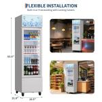 ExploreHorizon 6.1 Cu.Ft. Commercial Glass Door Beverage Cooler, Frost-Free Display Fridge, 360° Cooling, Adjustable Shelves, Energy-Saving Upright Drink Refrigerator with Wheels