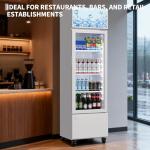 ExploreHorizon 6.1 Cu.Ft. Commercial Glass Door Beverage Cooler, Frost-Free Display Fridge, 360° Cooling, Adjustable Shelves, Energy-Saving Upright Drink Refrigerator with Wheels