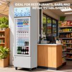 ExploreHorizon 6.1 Cu.Ft. Commercial Glass Door Beverage Cooler, Frost-Free Display Fridge, 360° Cooling, Adjustable Shelves, Energy-Saving Upright Drink Refrigerator with Wheels