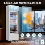ExploreHorizon 6.1 Cu.Ft. Commercial Glass Door Beverage Cooler, Frost-Free Display Fridge, 360° Cooling, Adjustable Shelves, Energy-Saving Upright Drink Refrigerator with Wheels