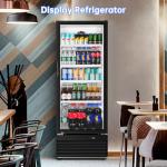 Velieta Commercial Beverage Refrigerator, 24.5 Inch 15 Cu. Ft. Drink Fridge, Display Refrigerator with Glass Door, Commercial Display Fridge with 4 Adjustable Shelves, for Shops, Restaurants, Bars